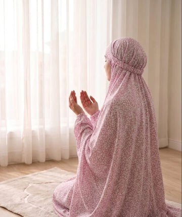 Pink Floral Namaz Chadar – Soft &  Elegant Amjeed  Gorgget Fabric